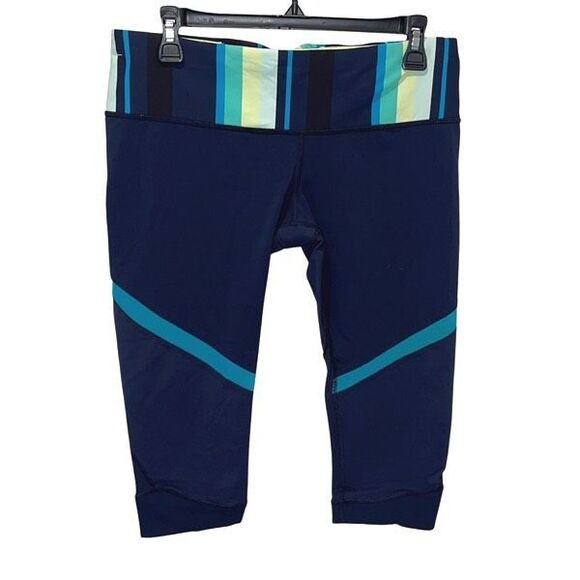 Lululemon Align Core Kicker Crop Inkwell Assorted Stripe Surge Legging Blue Size - Picture 3 of 10